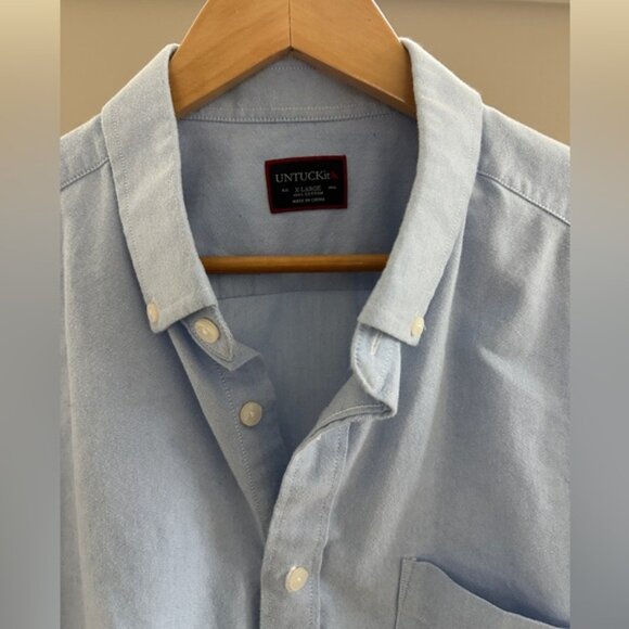 UNTUCKit Wrinkle-Free Cotton Button-Up Shirt Blue Long Sleeve Men’s XL - Picture 2 of 6